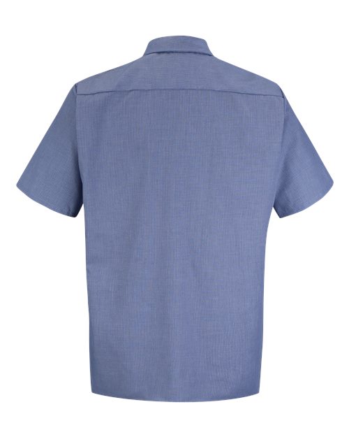 Red Kap SP24 Men's Industrial Short Sleeve Work Shirt - Denim Blue Microcheck - back