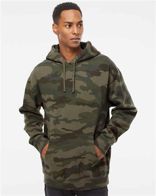 Independent Trading Co. IND4000 Heavyweight Hooded Sweatshirt - Forest Camo - model front