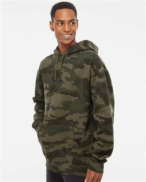 Independent Trading Co. IND4000 Heavyweight Hooded Sweatshirt - Forest Camo - model side