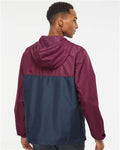 Independent Trading Co. EXP54LWZ Men's Lightweight Windbreaker Full-Zip Jacket - Maroon/ Classic Navy - model back
