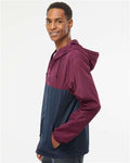 Independent Trading Co. EXP54LWZ Men's Lightweight Windbreaker Full-Zip Jacket - Maroon/ Classic Navy - model side