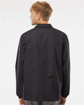 Independent Trading Co. EXP99CNB Men's Water-Resistant Windbreaker Coach’s Jacket - Black/ Black - model back