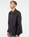 Independent Trading Co. EXP99CNB Men's Water-Resistant Windbreaker Coach’s Jacket - Black/ Black - model side