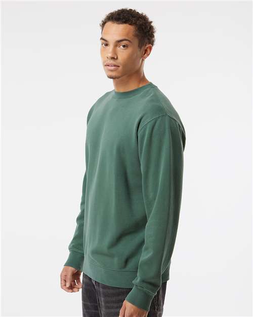 Independent Trading Co. PRM3500 Unisex Midweight Pigment-Dyed Crewneck Sweatshirt - Pigment Alpine Green - model side