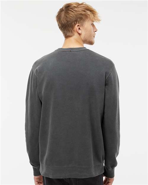 Independent Trading Co. PRM3500 Unisex Midweight Pigment-Dyed Crewneck Sweatshirt - Pigment Black - model back