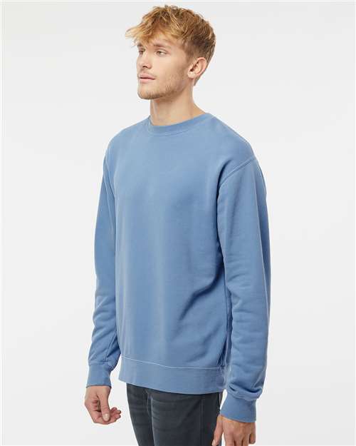 Independent Trading Co. PRM3500 Unisex Midweight Pigment-Dyed Crewneck Sweatshirt - Pigment Light Blue - model side