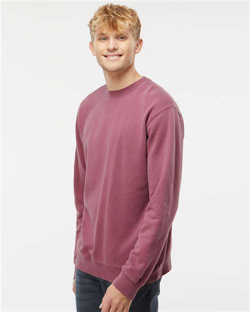 Independent Trading Co. PRM3500 Unisex Midweight Pigment-Dyed Crewneck Sweatshirt - Pigment Maroon - model side