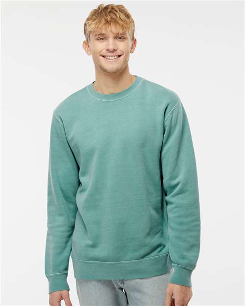 Independent Trading Co. PRM3500 Unisex Midweight Pigment-Dyed Crewneck Sweatshirt - Pigment Mint - model front