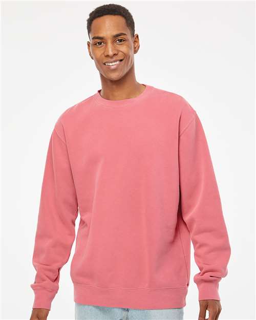 Independent Trading Co. PRM3500 Unisex Midweight Pigment-Dyed Crewneck Sweatshirt - Pigment Pink - model front