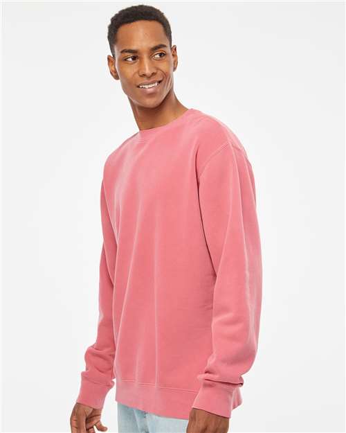 Independent Trading Co. PRM3500 Unisex Midweight Pigment-Dyed Crewneck Sweatshirt - Pigment Pink - model side