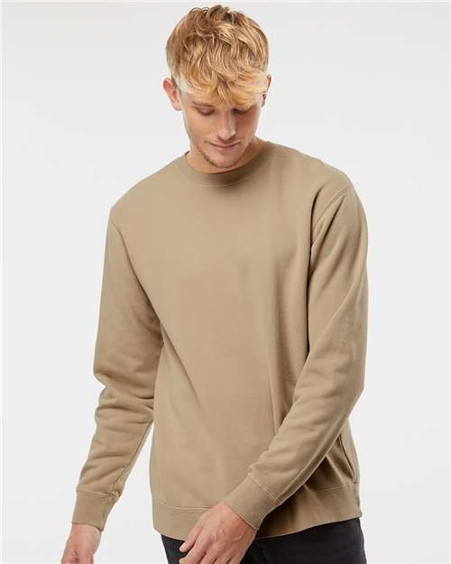 Independent Trading Co. PRM3500 Unisex Midweight Pigment-Dyed Crewneck Sweatshirt - Pigment Sandstone - model front
