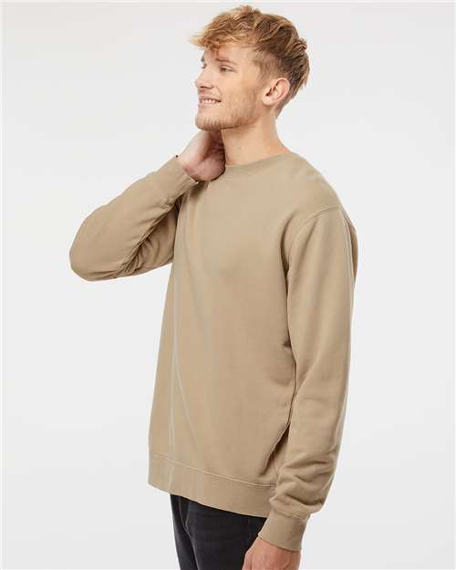 Independent Trading Co. PRM3500 Unisex Midweight Pigment-Dyed Crewneck Sweatshirt - Pigment Sandstone - model side