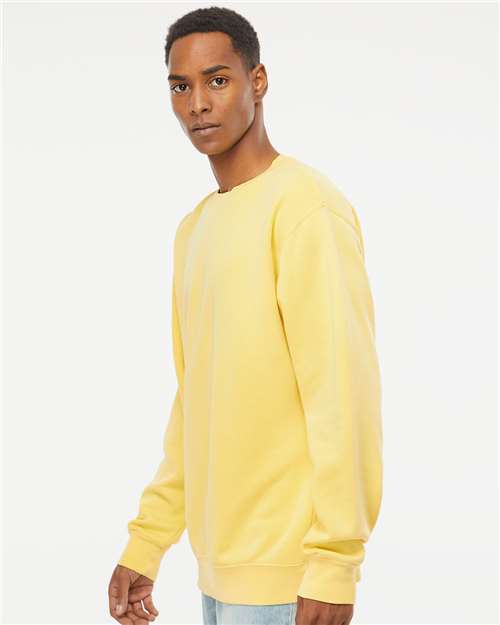 Independent Trading Co. PRM3500 Unisex Midweight Pigment-Dyed Crewneck Sweatshirt - Pigment Yellow - model side