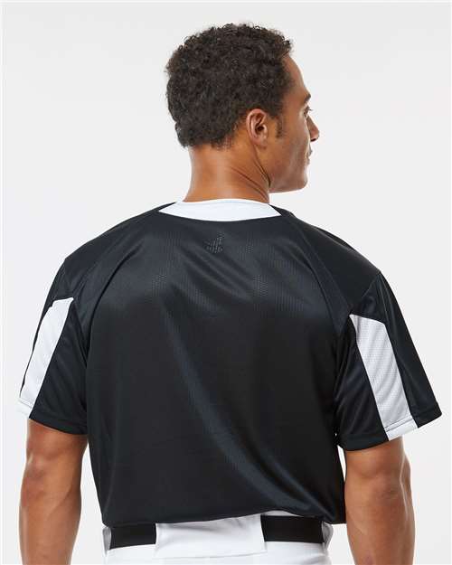 Alleson Athletic 7976 Men's Striker Placket - Black/ White - model back