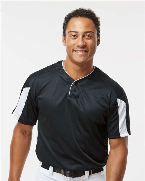 Alleson Athletic 7976 Men's Striker Placket - Black/ White - model front