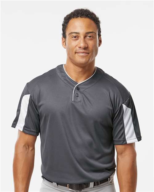 Alleson Athletic 7976 Men's Striker Placket - Graphite/ White - model front