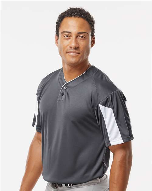 Alleson Athletic 7976 Men's Striker Placket - Graphite/ White - model side