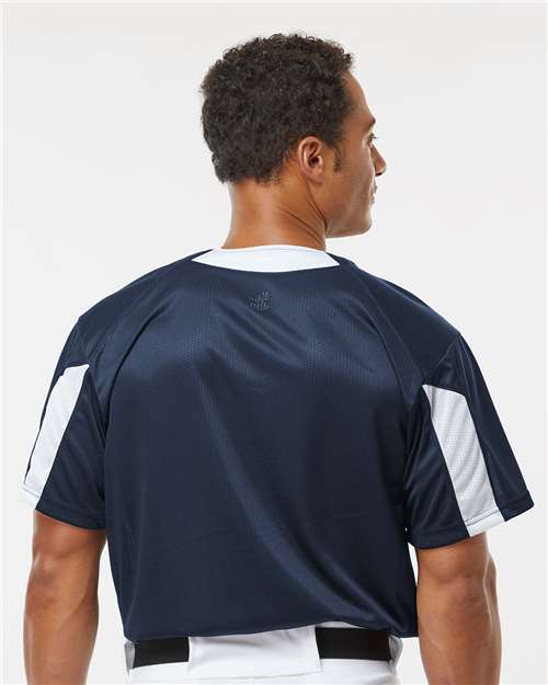 Alleson Athletic 7976 Men's Striker Placket - Navy/ White - model back