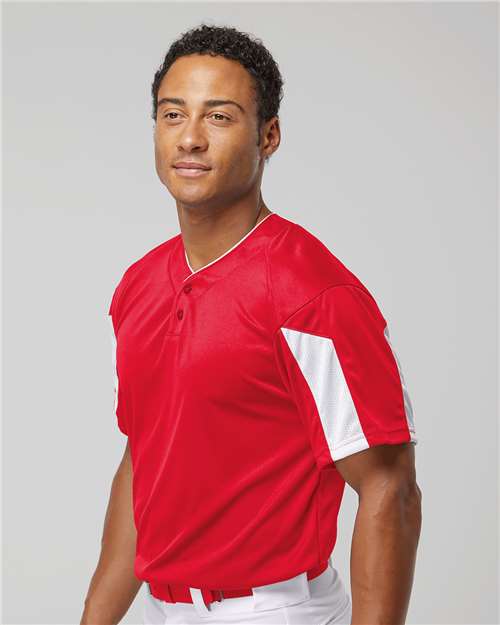 Alleson Athletic 7976 Men's Striker Placket - Red/ White - model side