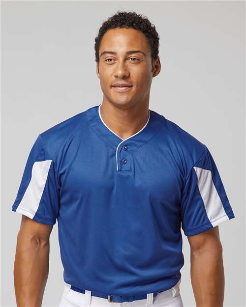Alleson Athletic 7976 Men's Striker Placket - Royal/ White - model front
