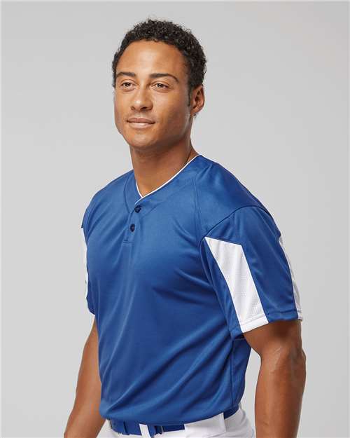 Alleson Athletic 7976 Men's Striker Placket - Royal/ White - model side