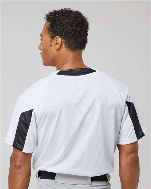 Alleson Athletic 7976 Men's Striker Placket - White/ Black - model back