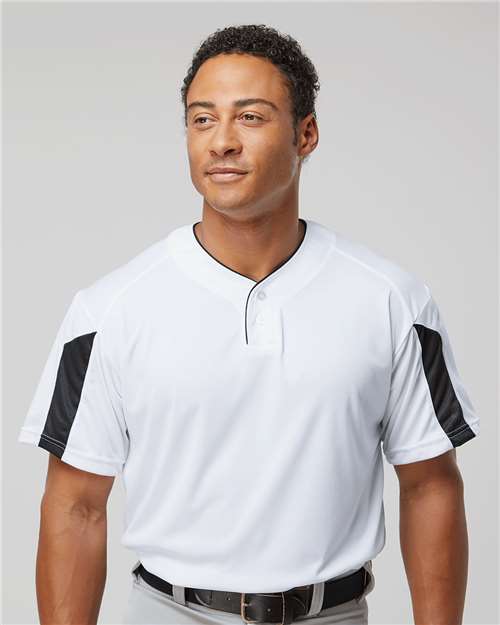 Alleson Athletic 7976 Men's Striker Placket - White/ Black - model front