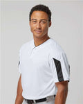 Alleson Athletic 7976 Men's Striker Placket - White/ Black - model side