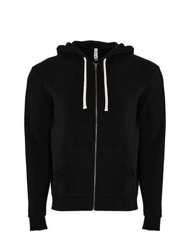 Next Level 9602 Unisex Santa Barbara Full-Zip Hoodie Sweatshirt - Black - front