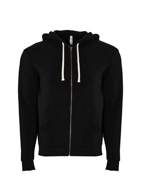Next Level 9602 Unisex Santa Barbara Full-Zip Hoodie Sweatshirt - Black - front