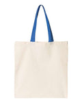 OAD OAD105 Contrast-Color Handle Tote - Natural/ Royal - back
