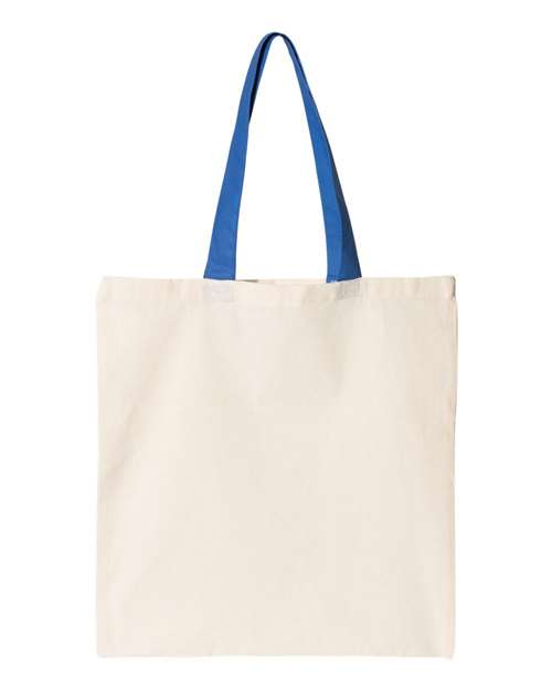 OAD OAD105 Contrast-Color Handle Tote - Natural/ Royal - back