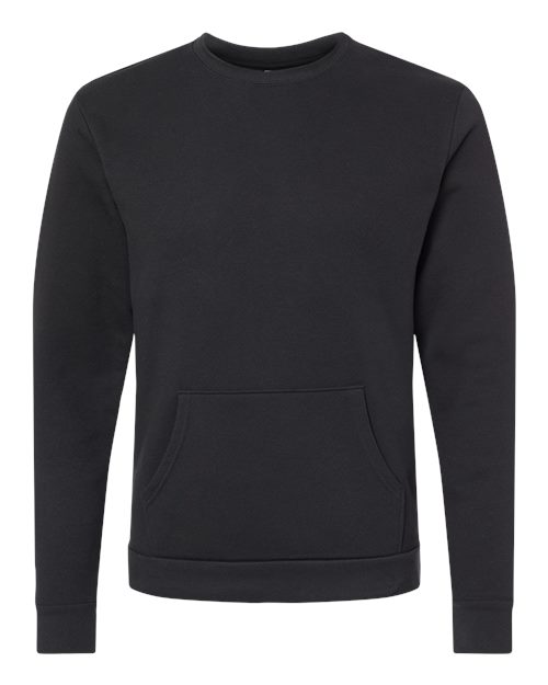 Next Level 9001 Unisex Santa Barbara Pocket Crewneck Sweatshirt - Black - front