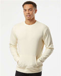 Next Level 9001 Unisex Santa Barbara Pocket Crewneck Sweatshirt - Natural - model front