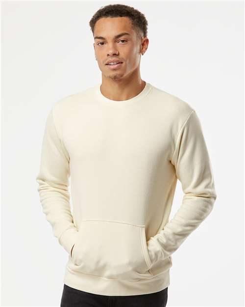 Next Level 9001 Unisex Santa Barbara Pocket Crewneck Sweatshirt - Natural - model front