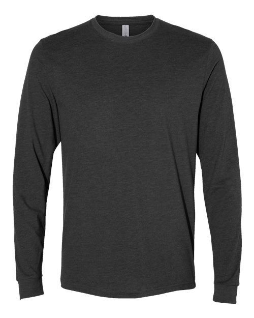 Next Level 6411 Unisex Sueded Long Sleeve T-Shirt - Heather Charcoal - front