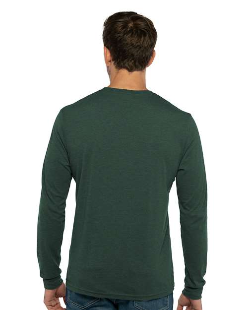 Next Level 6411 Unisex Sueded Long Sleeve T-Shirt - Heather Forest Green - model back