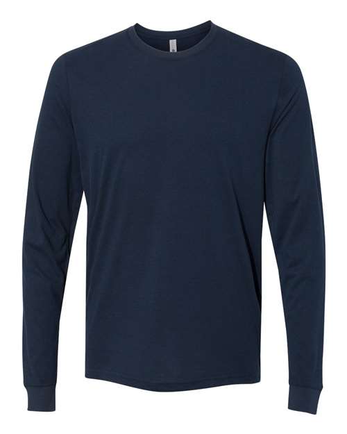 Next Level 6411 Unisex Sueded Long Sleeve T-Shirt - Midnight Navy - front