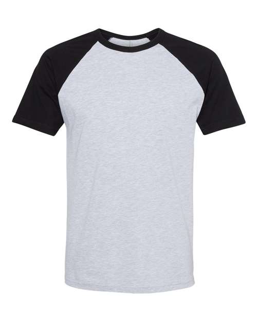 Next Level 3650 Unisex Cotton Raglan T-Shirt - Black/ Heather Grey - front