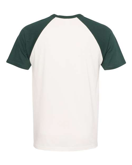 Next Level 3650 Unisex Cotton Raglan T-Shirt - Forest Green/ Natural - back