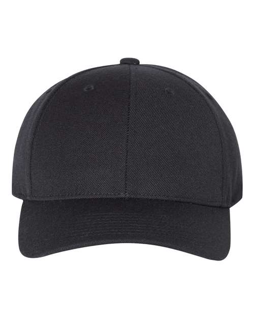 Yupoong 6789M Premium Curved Bill Snapback Cap - Black - front