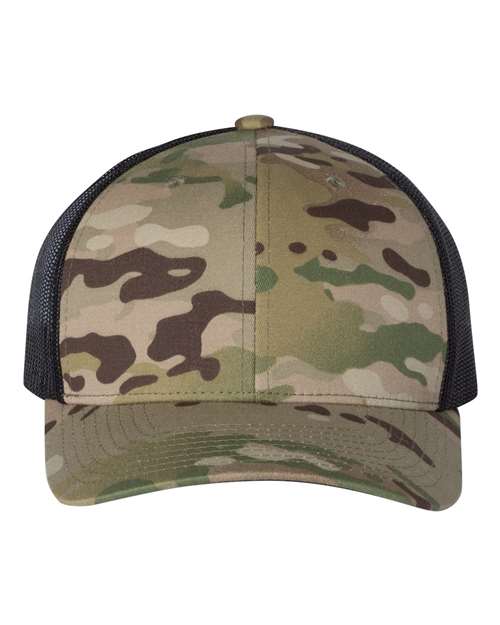 Yupoong 6606 Retro Trucker Cap - Multicam Green/ Black - front