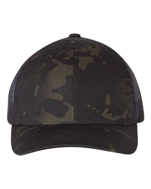 Yupoong 6606 Retro Trucker Cap - Multicam Black/ Black - front