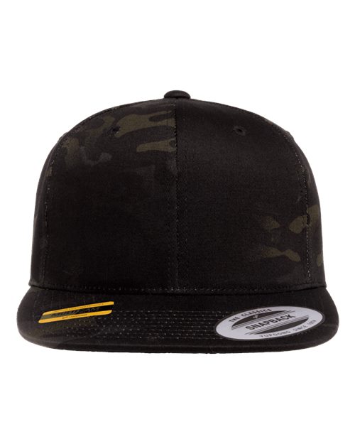 Yupoong 6089M Premium Flat Bill Snapback Cap - Multicam Black - front