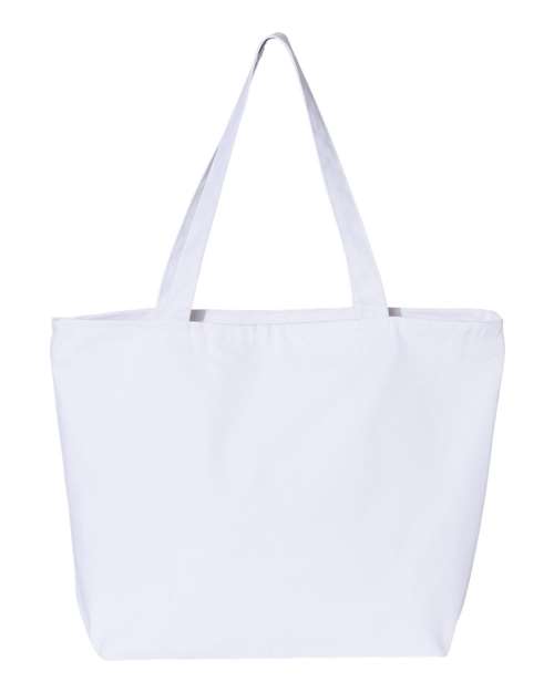 Q-Tees Q611 25L Zippered Tote - White - back