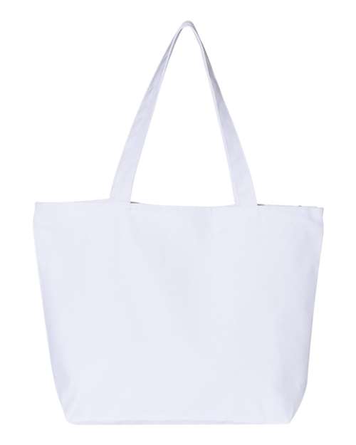 Q-Tees Q611 25L Zippered Tote - White - front