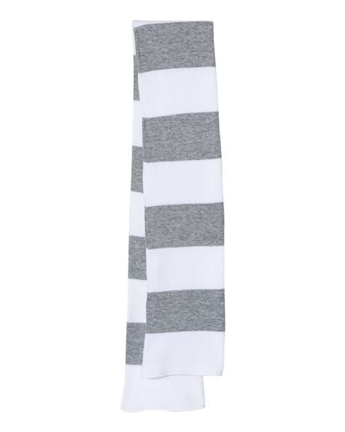 Sportsman SP02 Rugby-Striped Knit Scarf - White/ Heather Grey - back