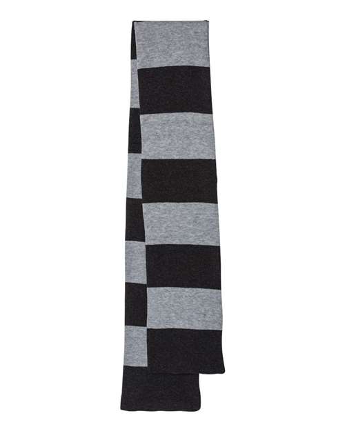Sportsman SP02 Rugby-Striped Knit Scarf - Heather Black/ Heather Grey - back