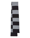Sportsman SP02 Rugby-Striped Knit Scarf - Heather Black/ Heather Grey - front