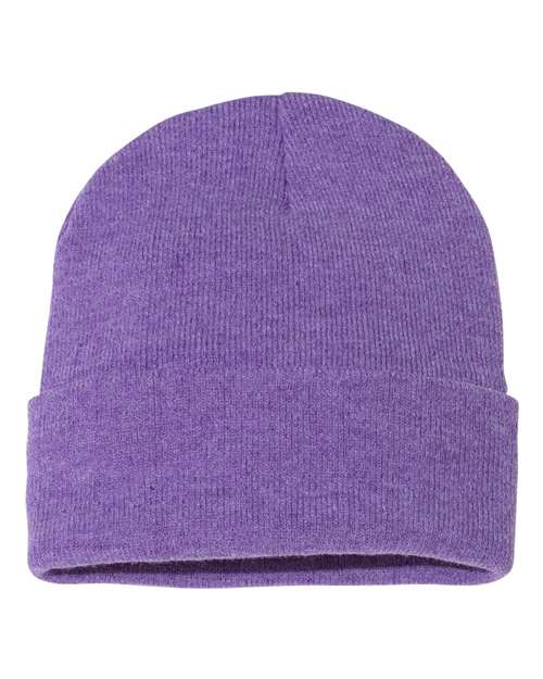 Sportsman SP12 12" Solid Cuffed Beanie - Heather Purple - front